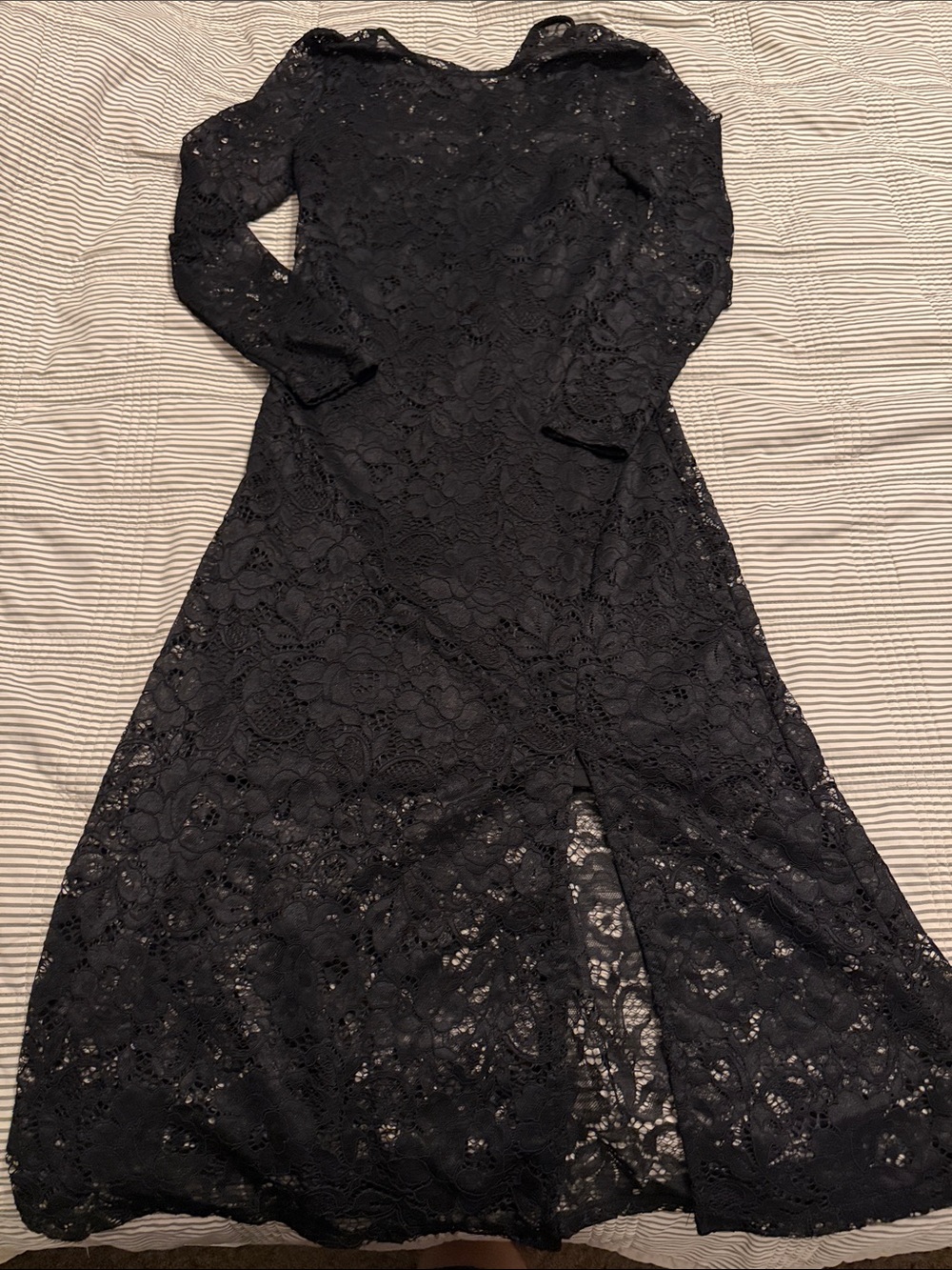 a new day Black Floral Lace Long Sleeve Maxi Dress